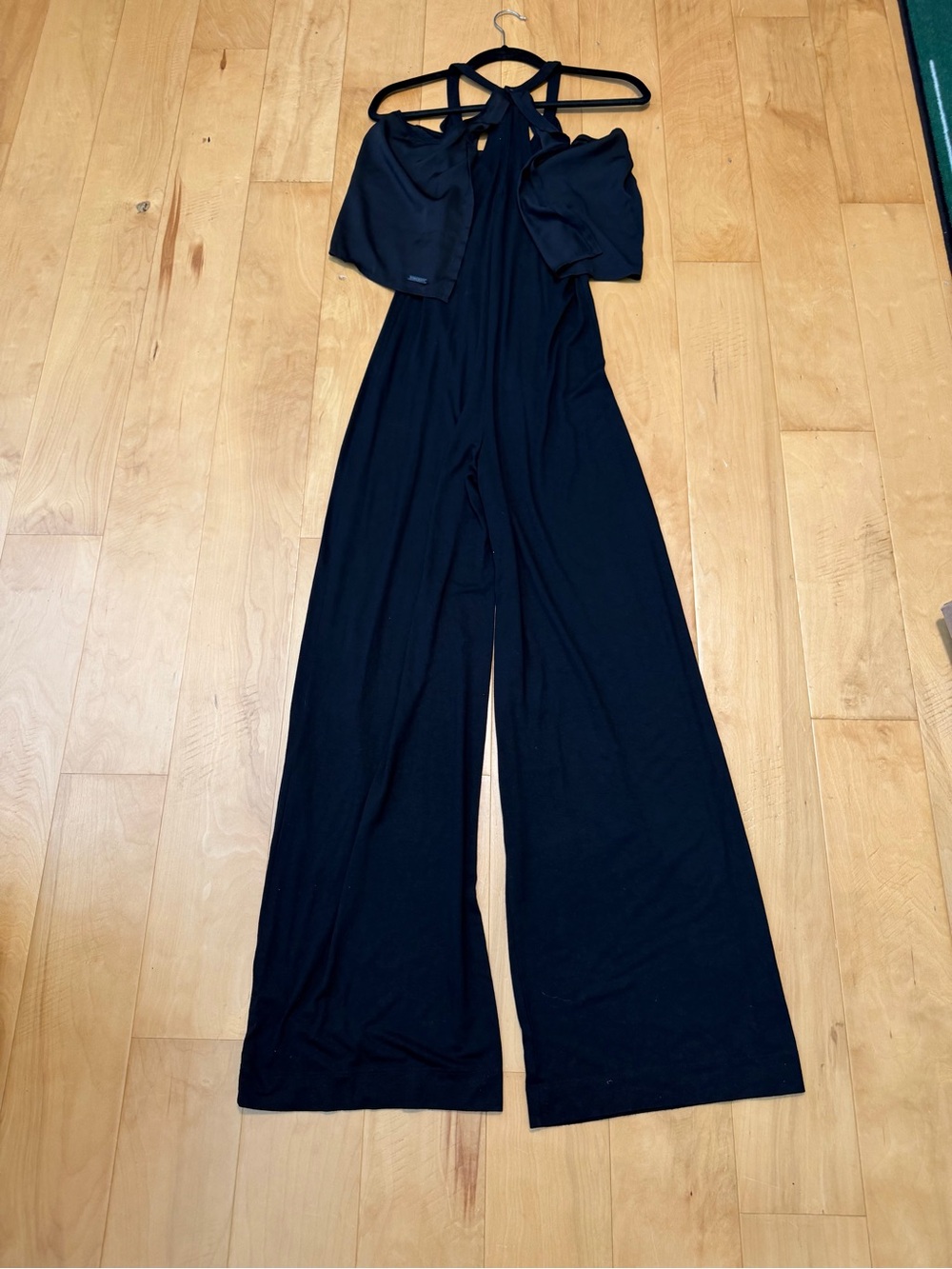 Sweaty Betty Black Wide-Leg Halter Jumpsuit with Tie Neck
